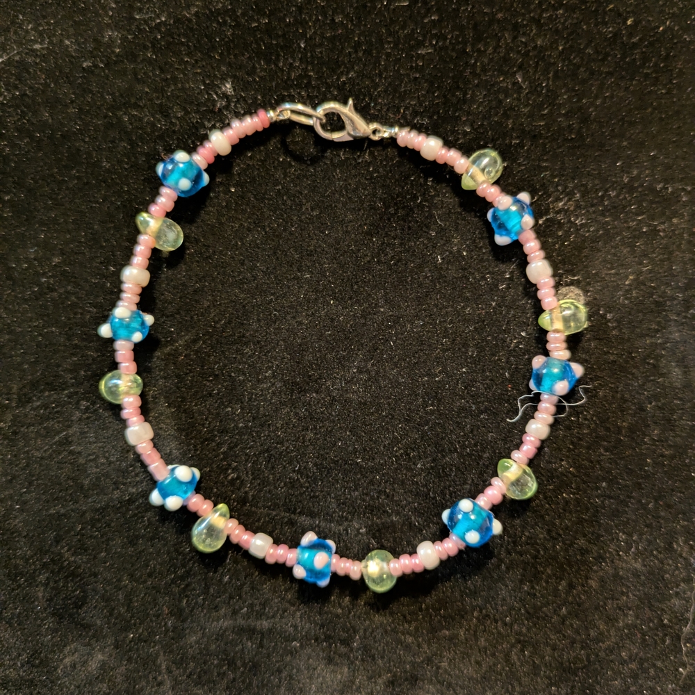 Blue and Pink Beaded Bracelet Vibrant Jewelry